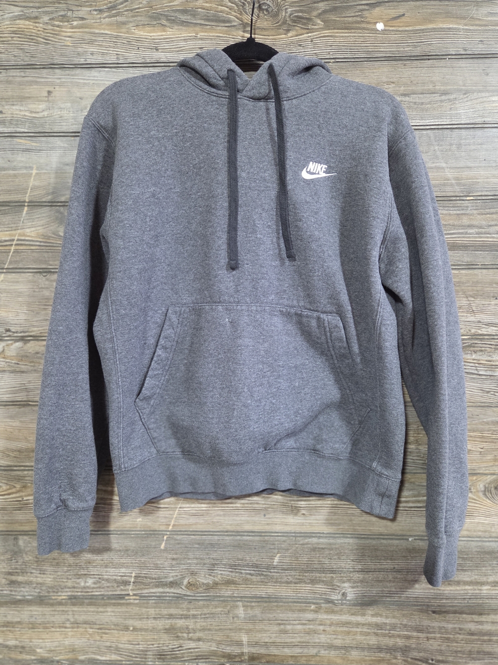 Nike Gray Fleece Pullover Hoodie Small Swoosh Logo Kangaroo Pocket Men's Small